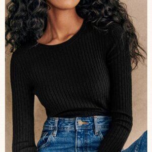 BEST Sezane Dita Jumper Top XXS/S Black Noir French Knit Casual Soft Wardrobe